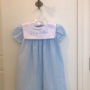 “Big Sister” Light Blue Striped Smocked Dress 18-24 months